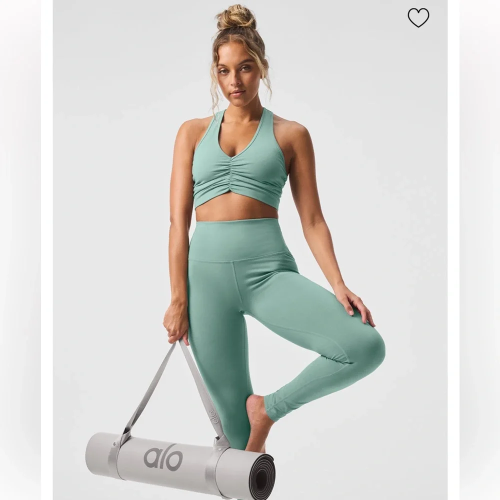 Alo Yoga High-Waist Airbrush Leggings - Botanic Green - Picture 1 of 12
